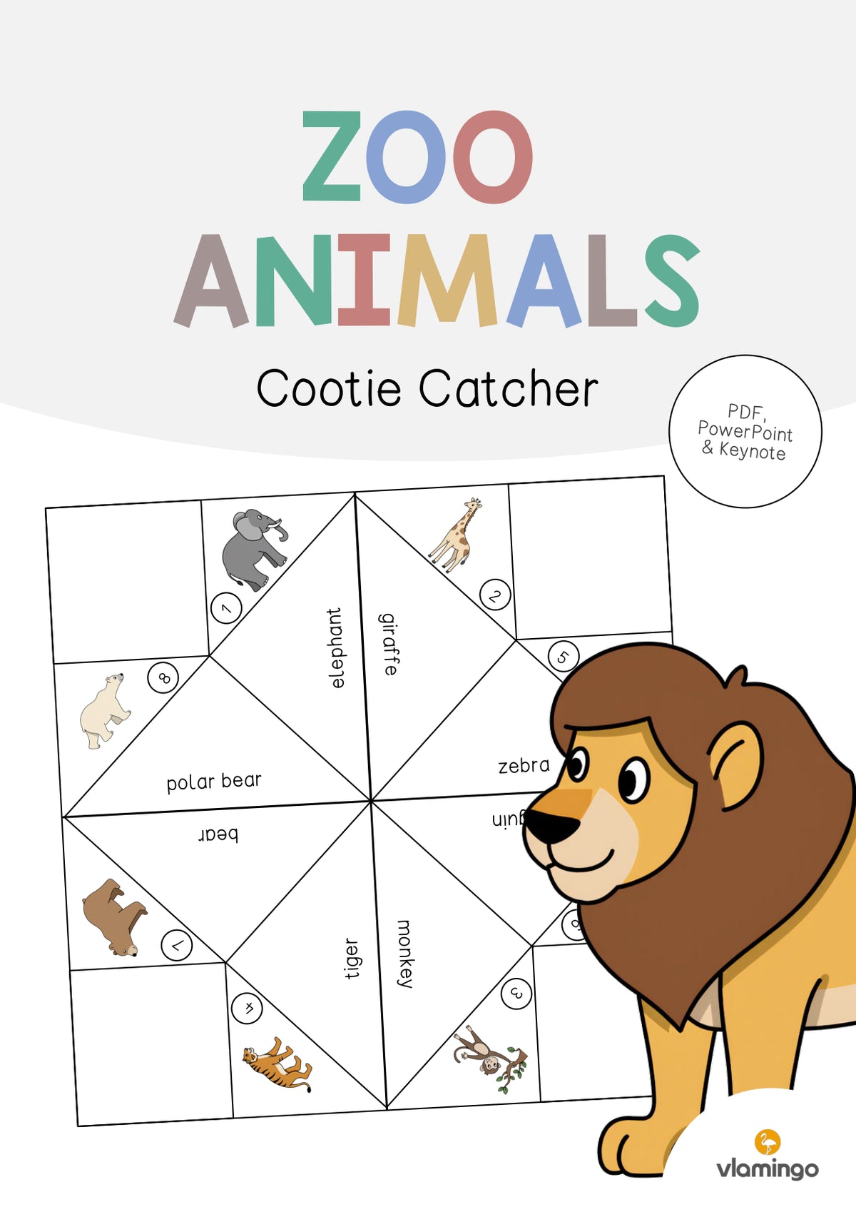 de englisch zoo animals cootie catcher 001