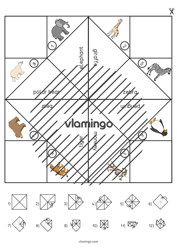 de englisch zoo animals cootie catcher 005