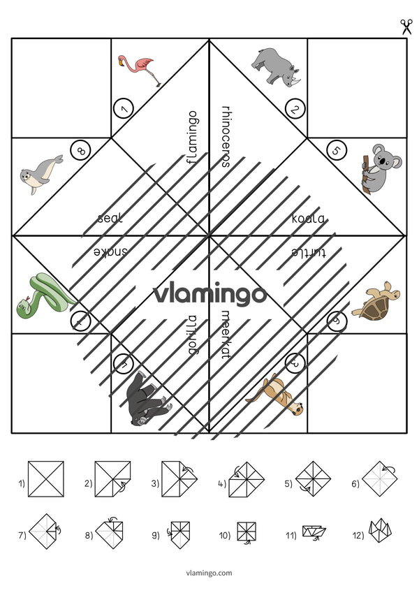 de englisch zoo animals cootie catcher 007