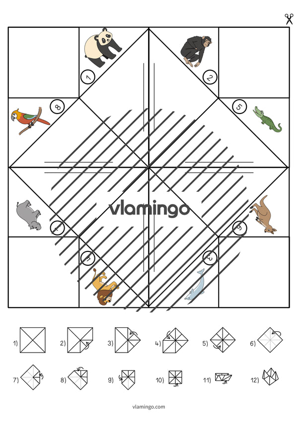 de englisch zoo animals cootie catcher 010
