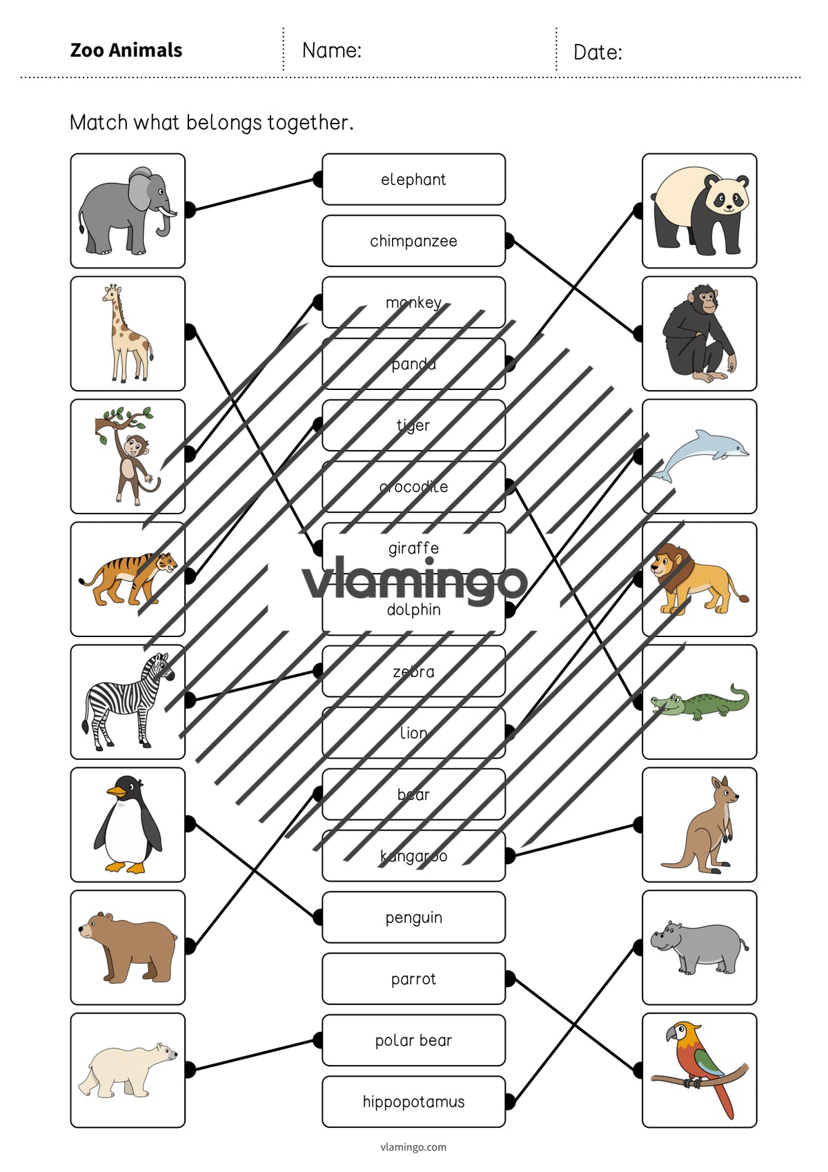 de englisch zoo animals draw the lines 1 007