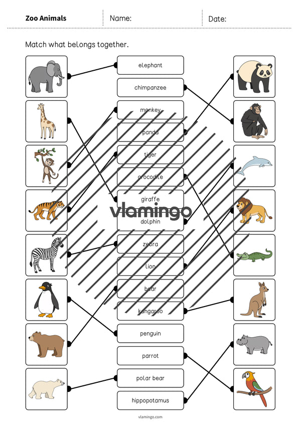 de englisch zoo animals draw the lines 1 007