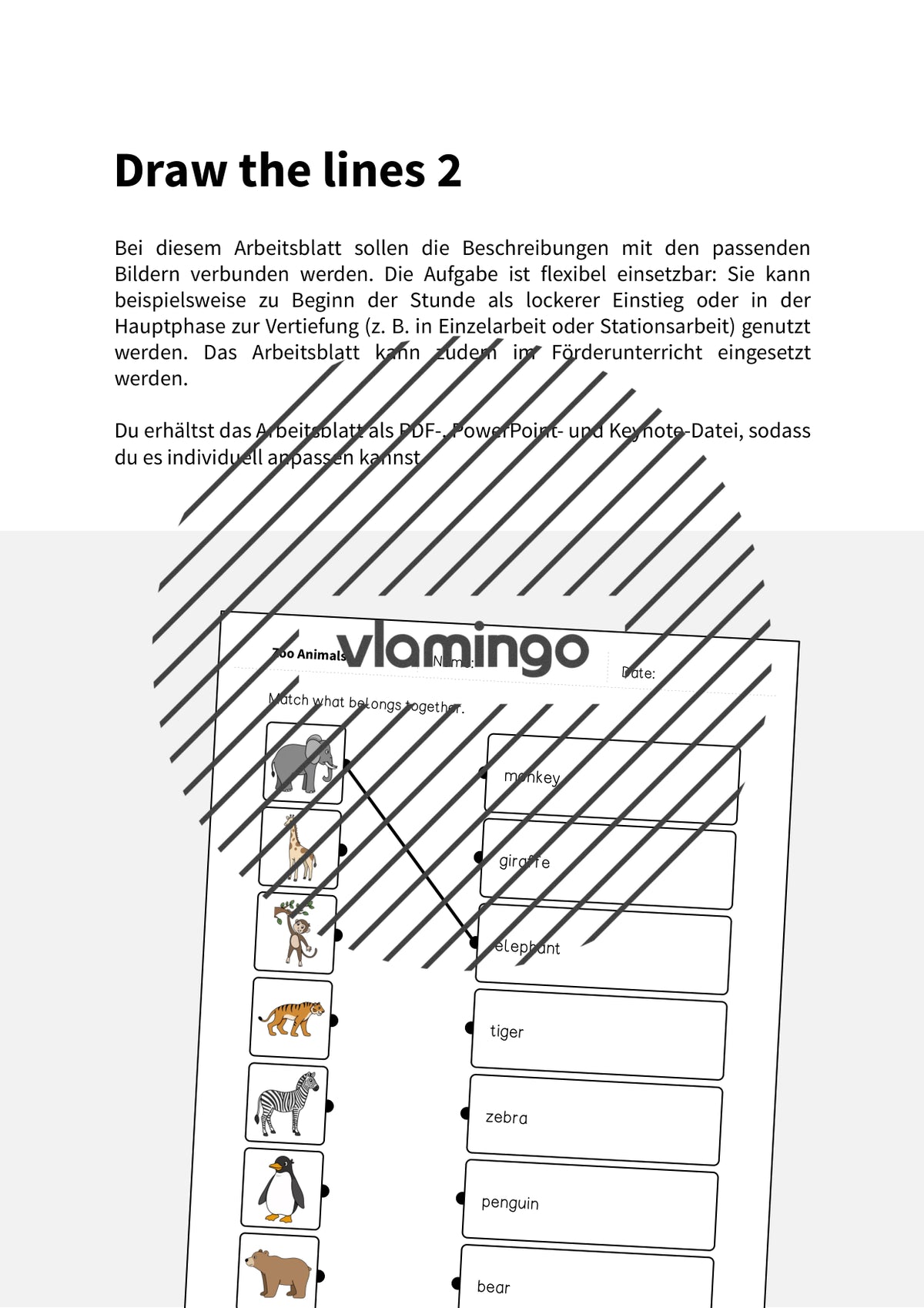 de englisch zoo animals draw the lines 2 002