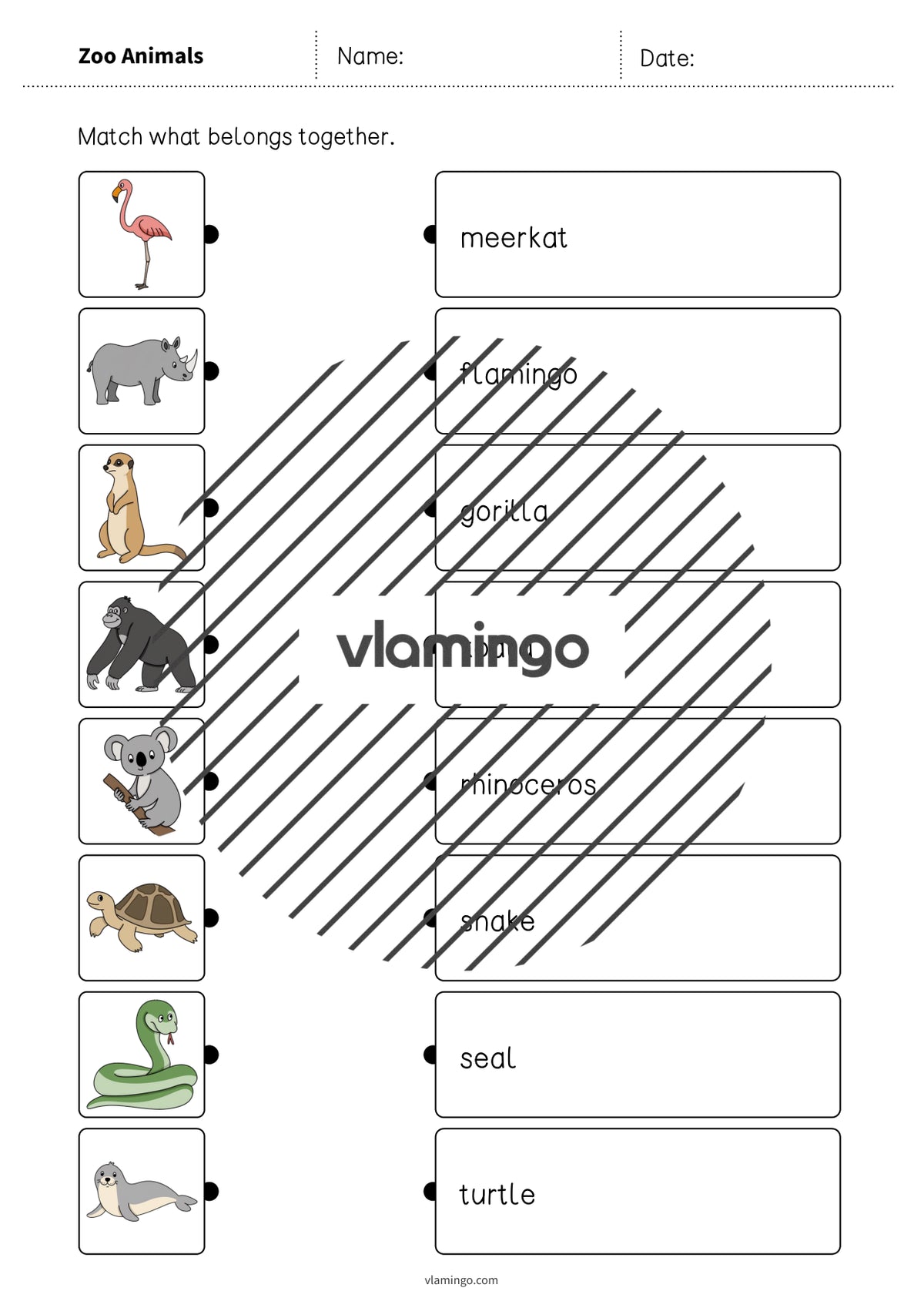 de englisch zoo animals draw the lines 2 005