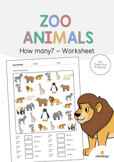Zoo Animals / Zootiere: How many? – Worksheet (Englisch)