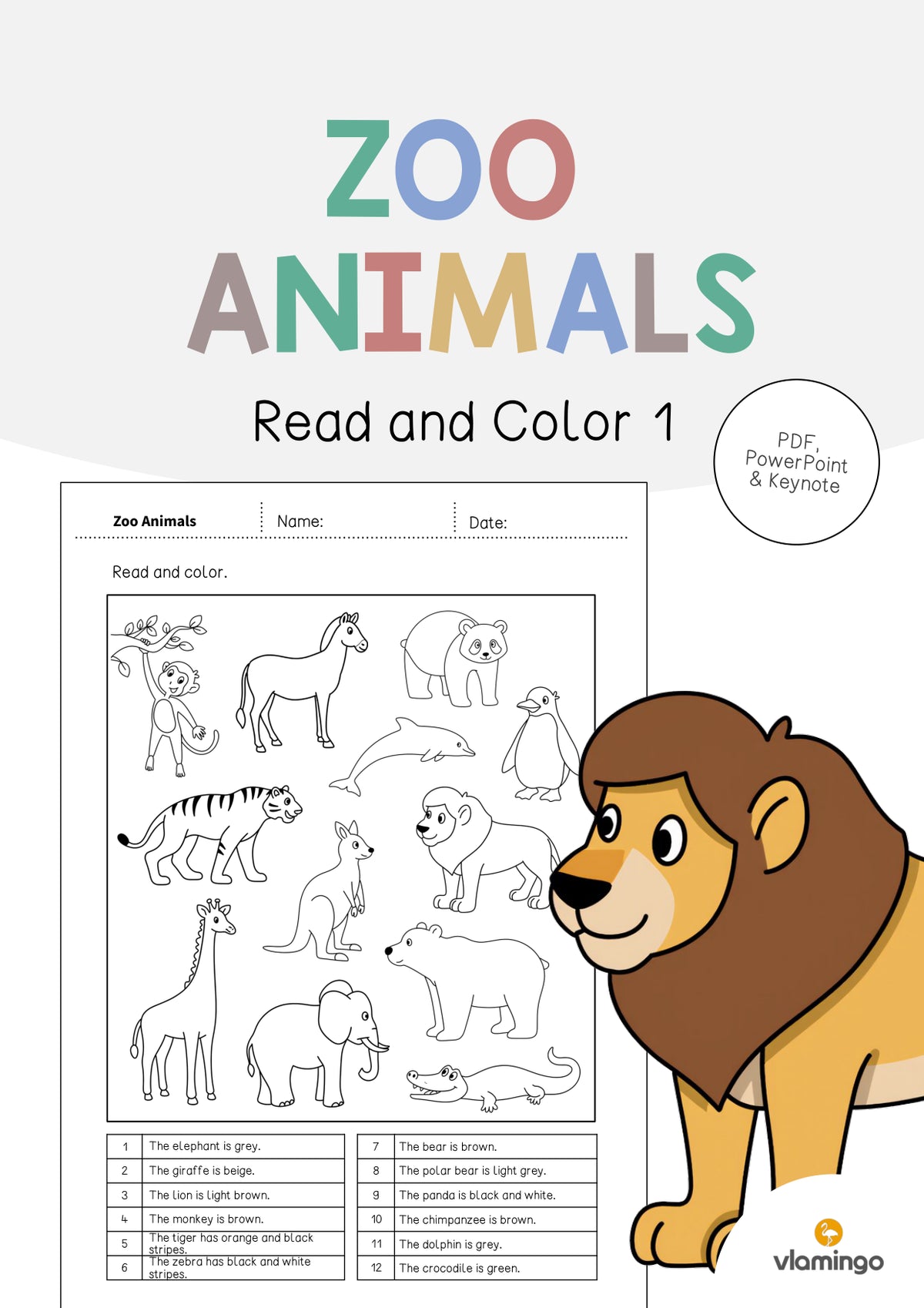 de englisch zoo animals read and color 1 001
