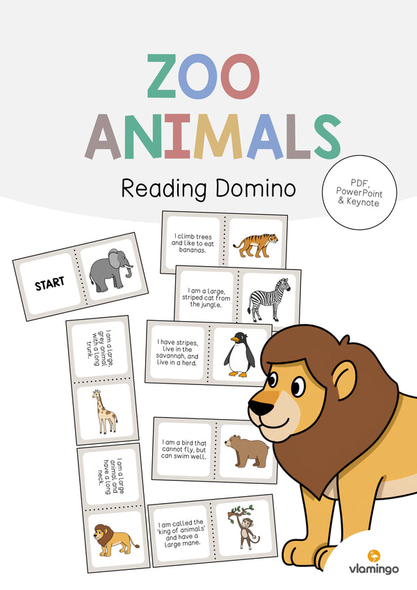 de englisch zoo animals reading domino 001