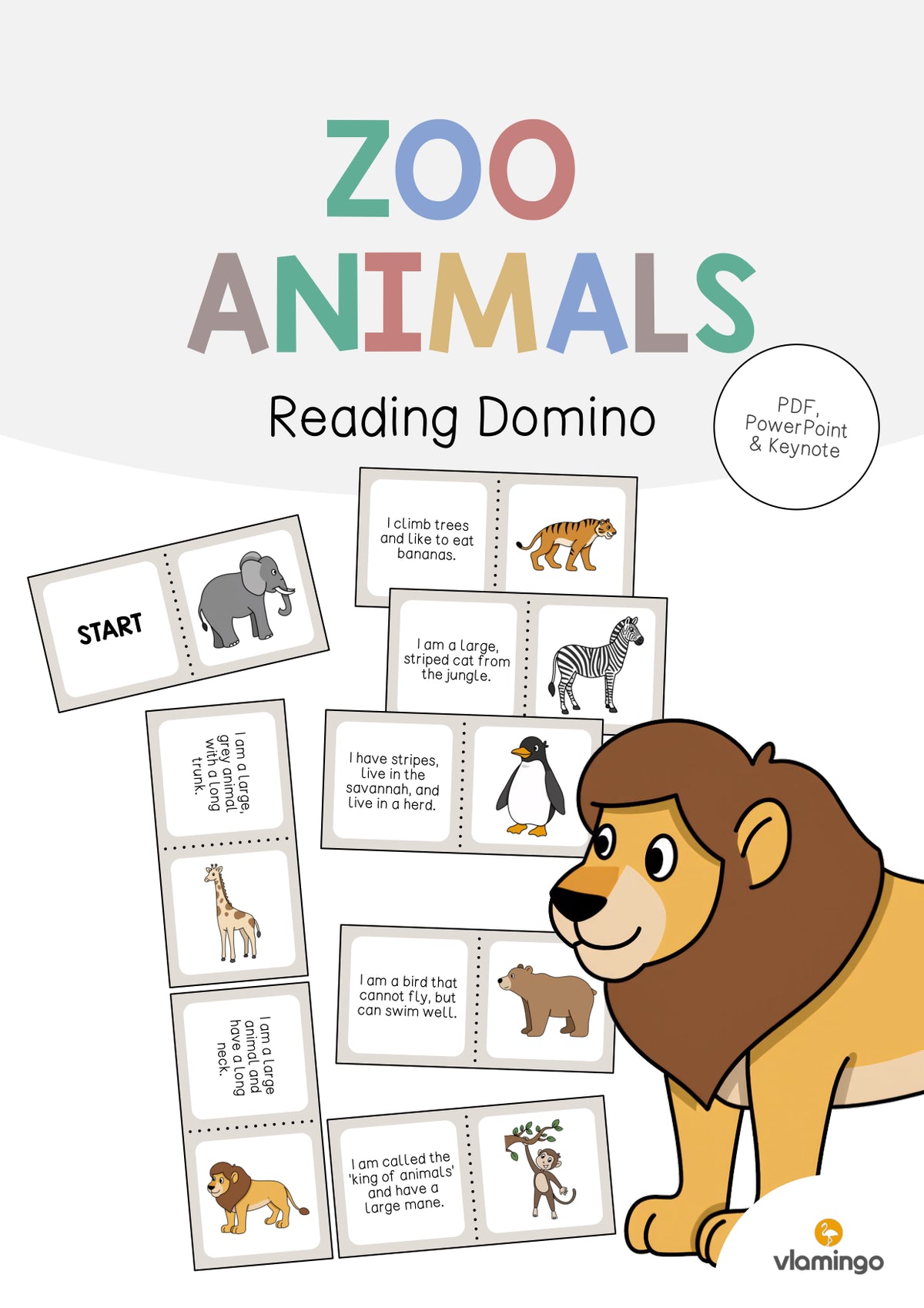 de englisch zoo animals reading domino 001