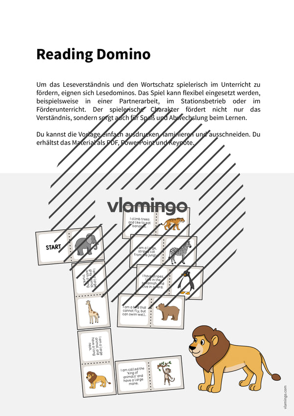 de englisch zoo animals reading domino 002