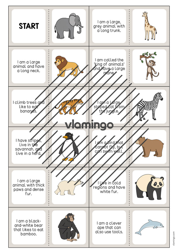 de englisch zoo animals reading domino 003
