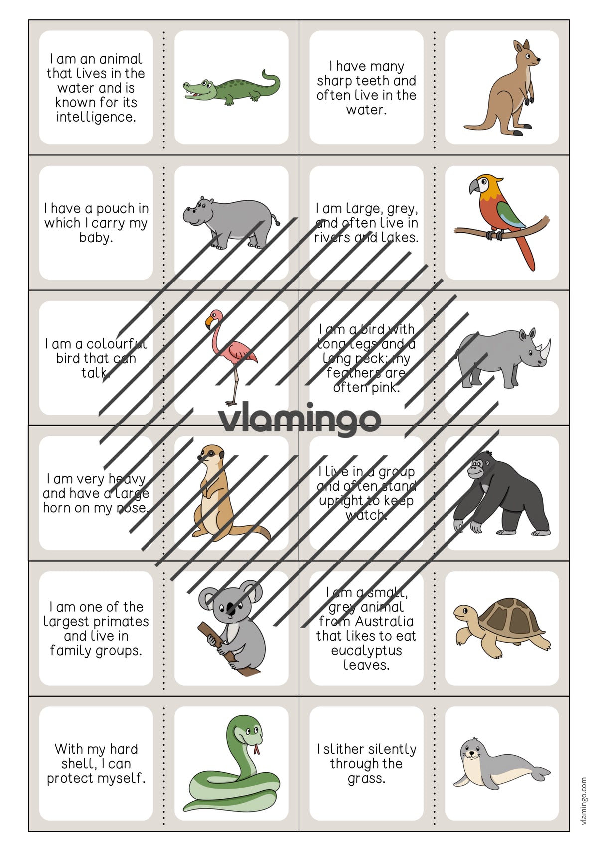 de englisch zoo animals reading domino 004