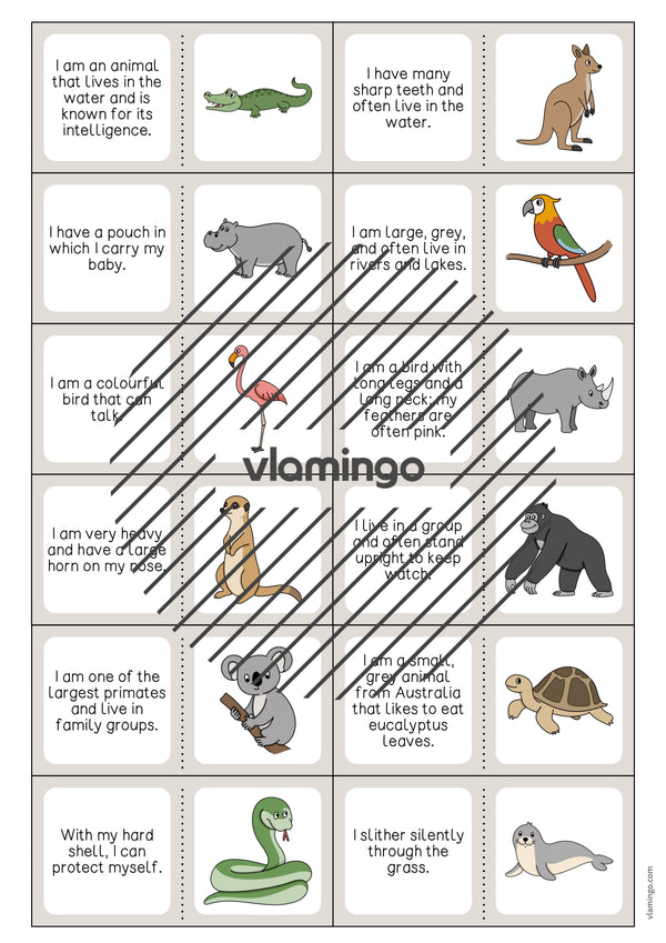 de englisch zoo animals reading domino 004