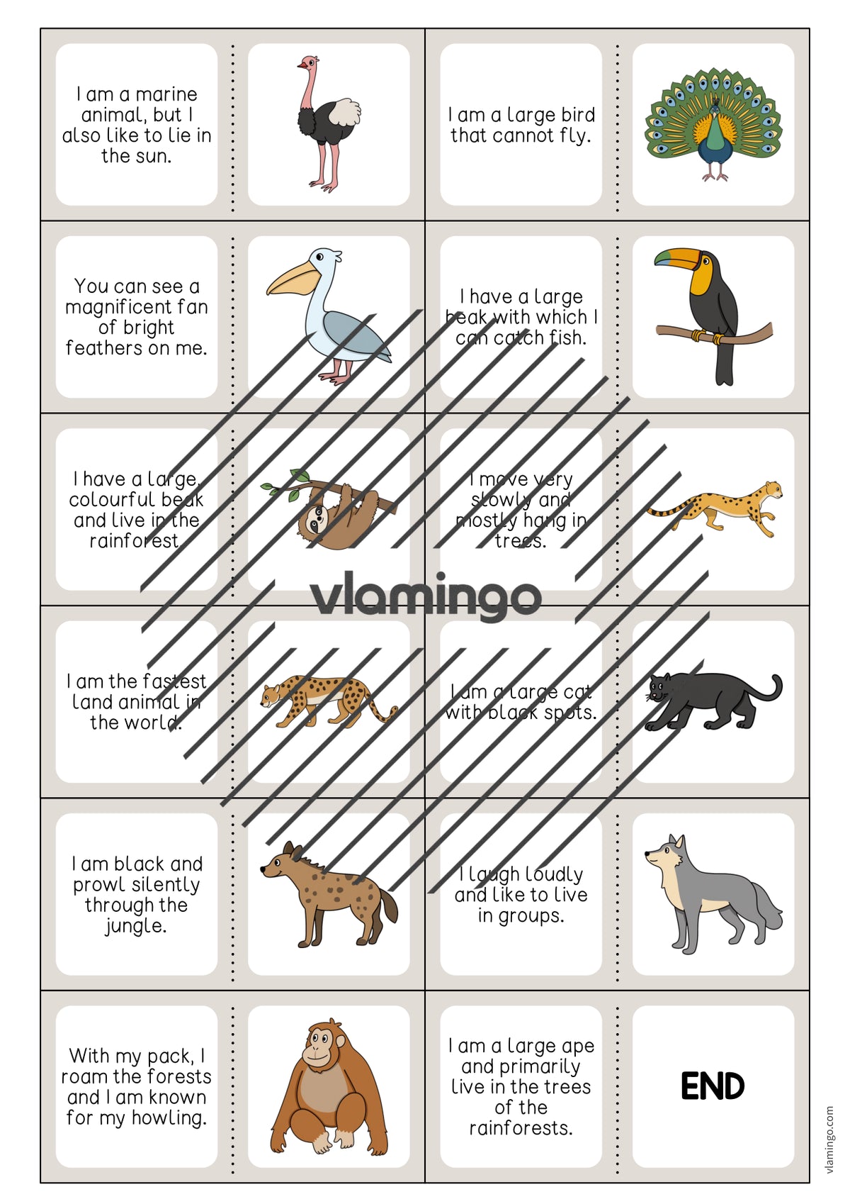 de englisch zoo animals reading domino 005