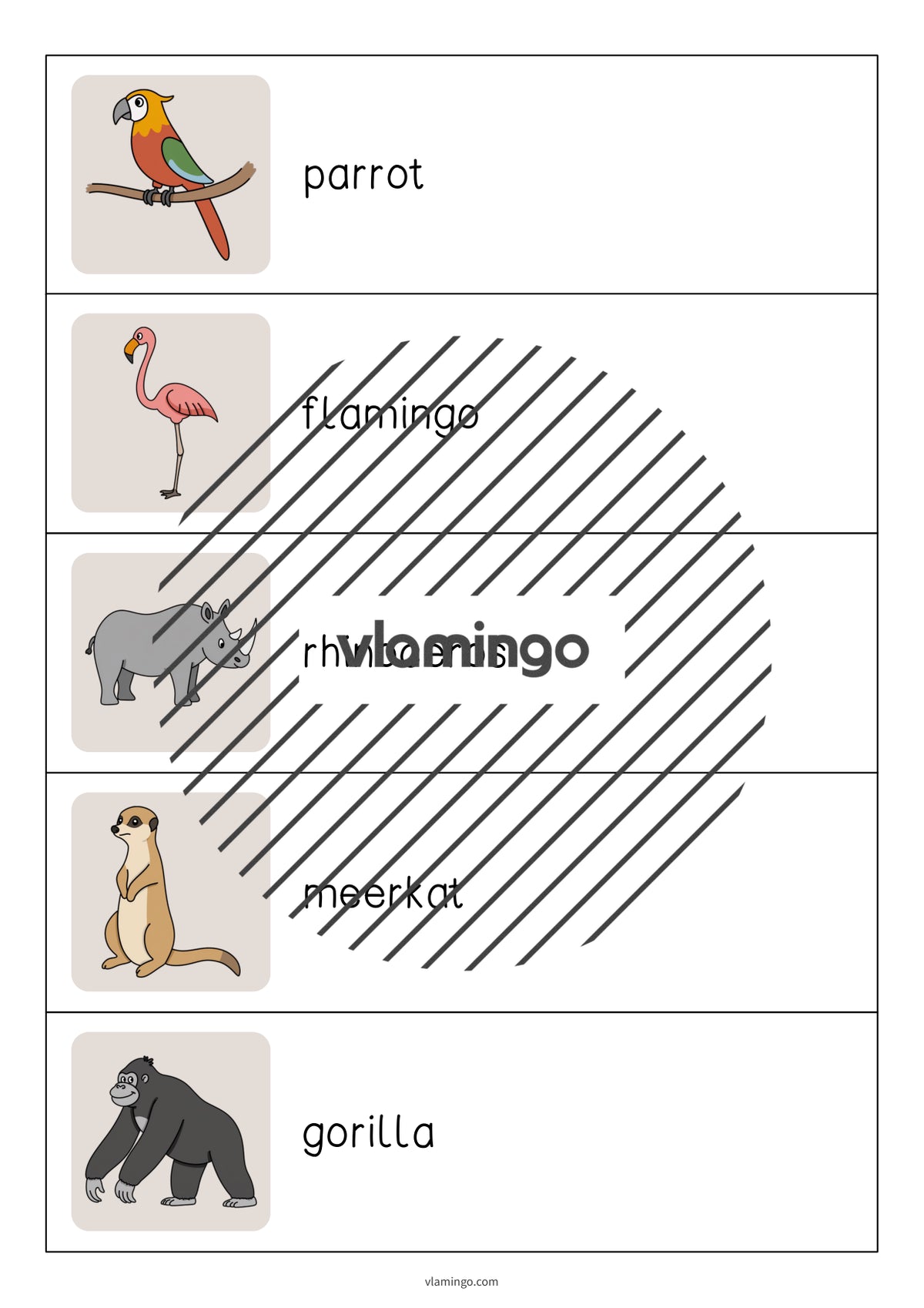 de englisch zoo animals running dictation 006