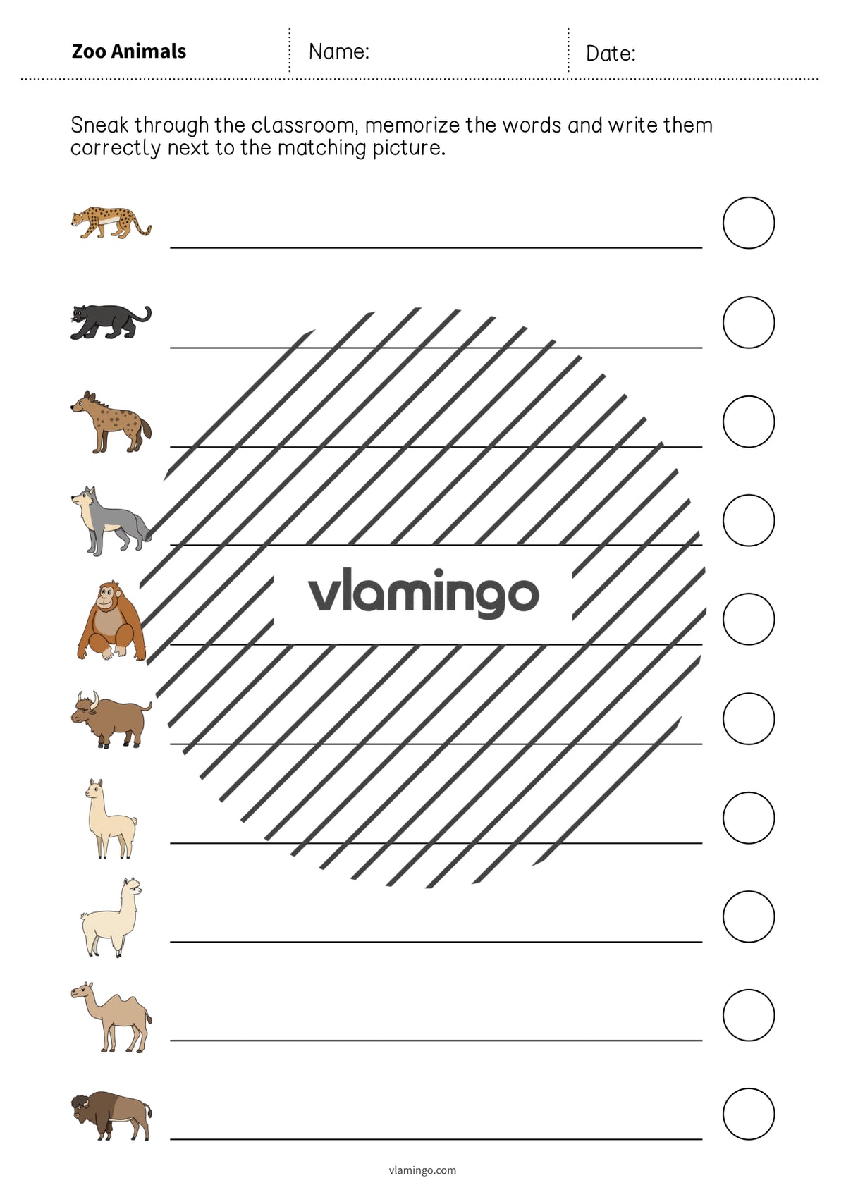 de englisch zoo animals running dictation 018