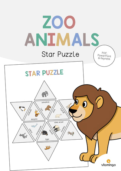 Zoo Animals / Zootiere: Star Puzzle (Englisch)