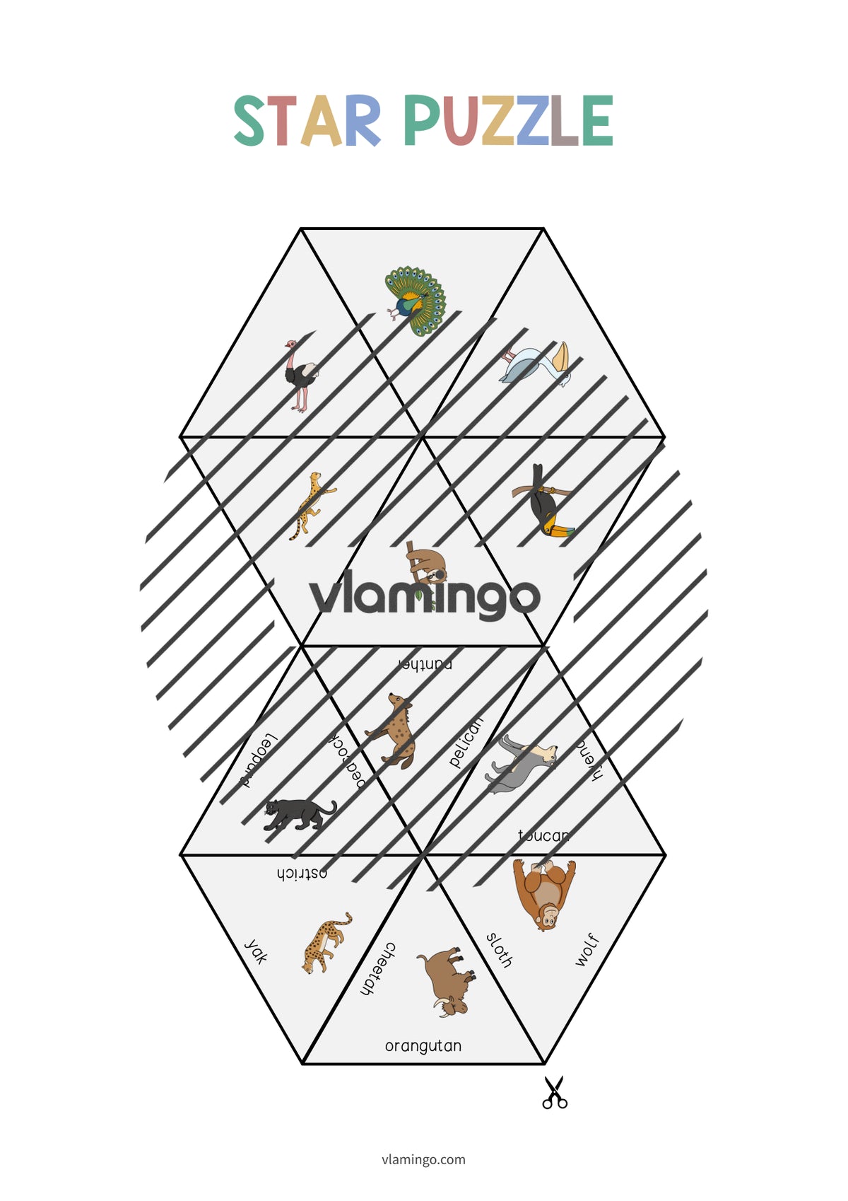 de englisch zoo animals star puzzle 007