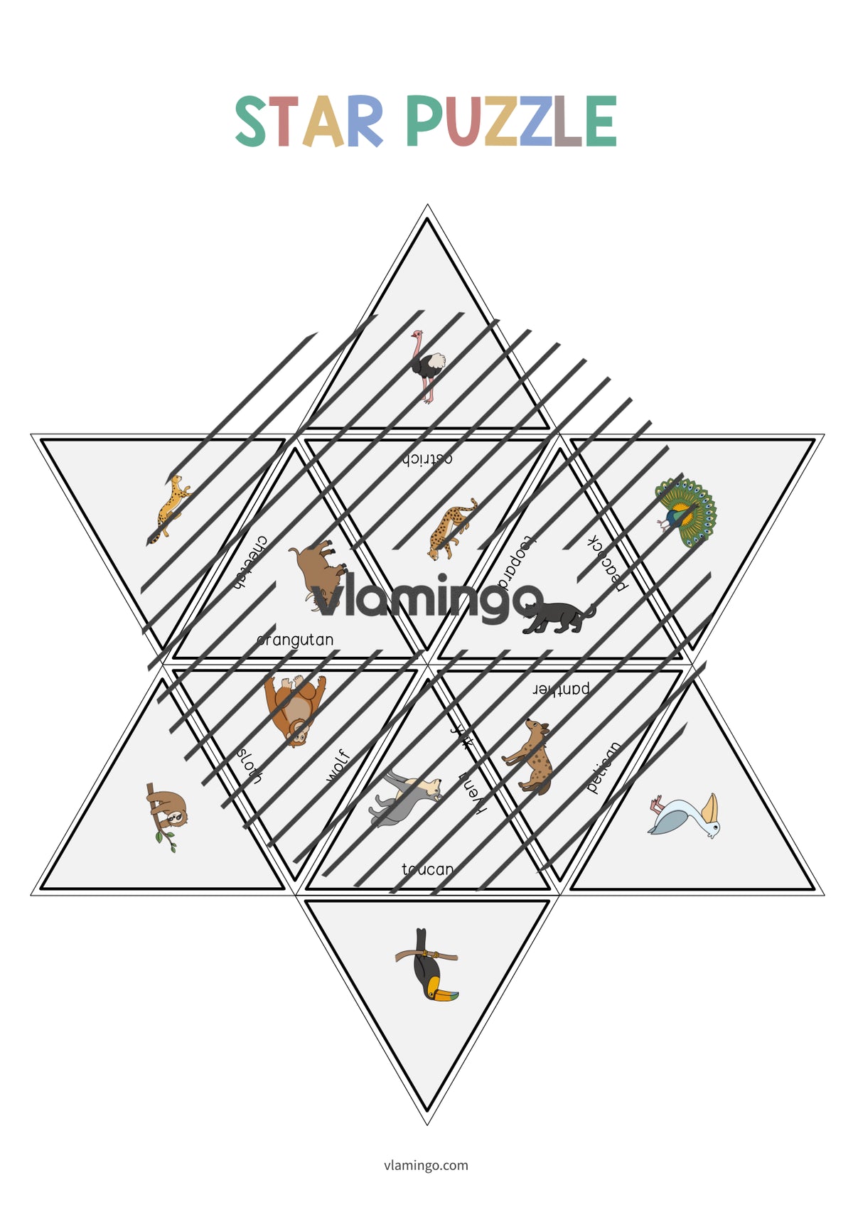 de englisch zoo animals star puzzle 012