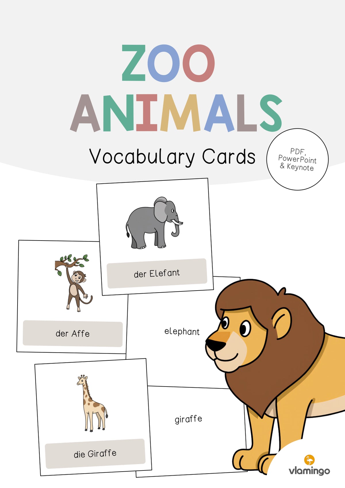 de englisch zoo animals vocabulary cards 001