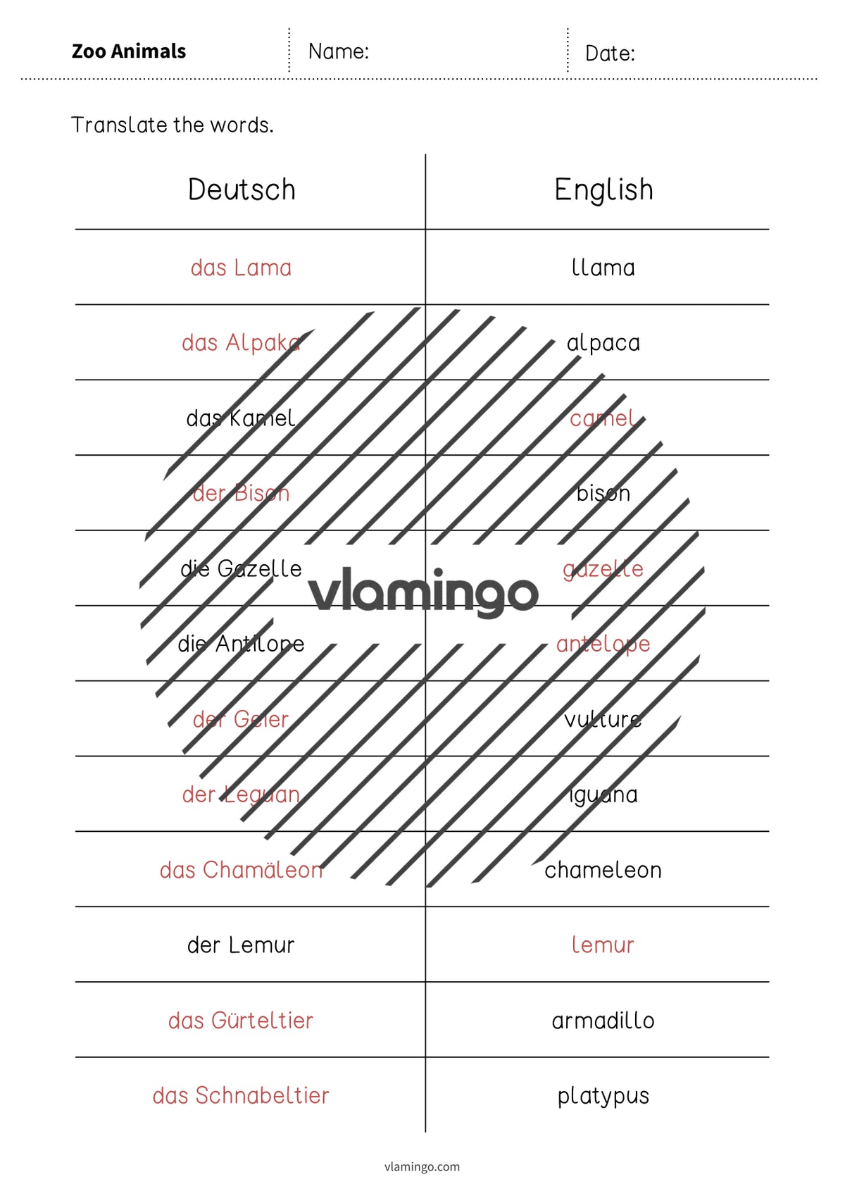 de englisch zoo animals vocabulary mini test 011