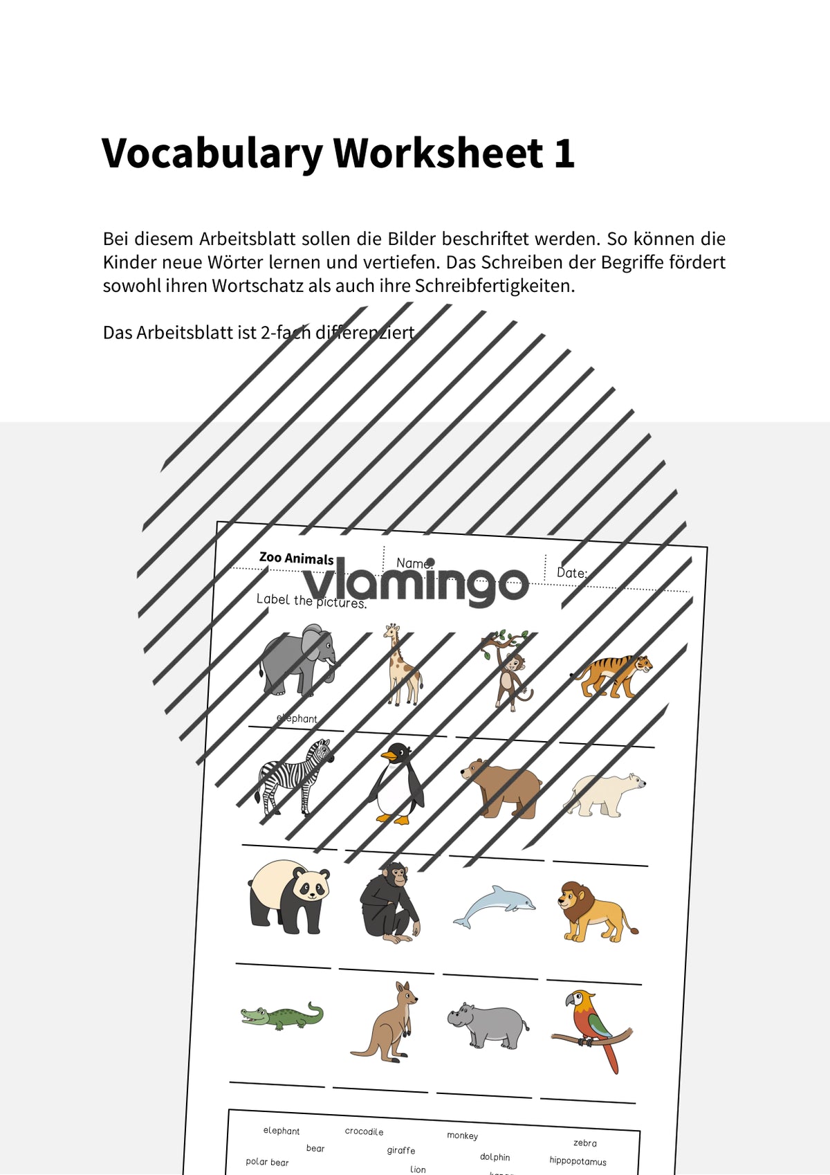 de englisch zoo animals vocabulary worksheet 1 002