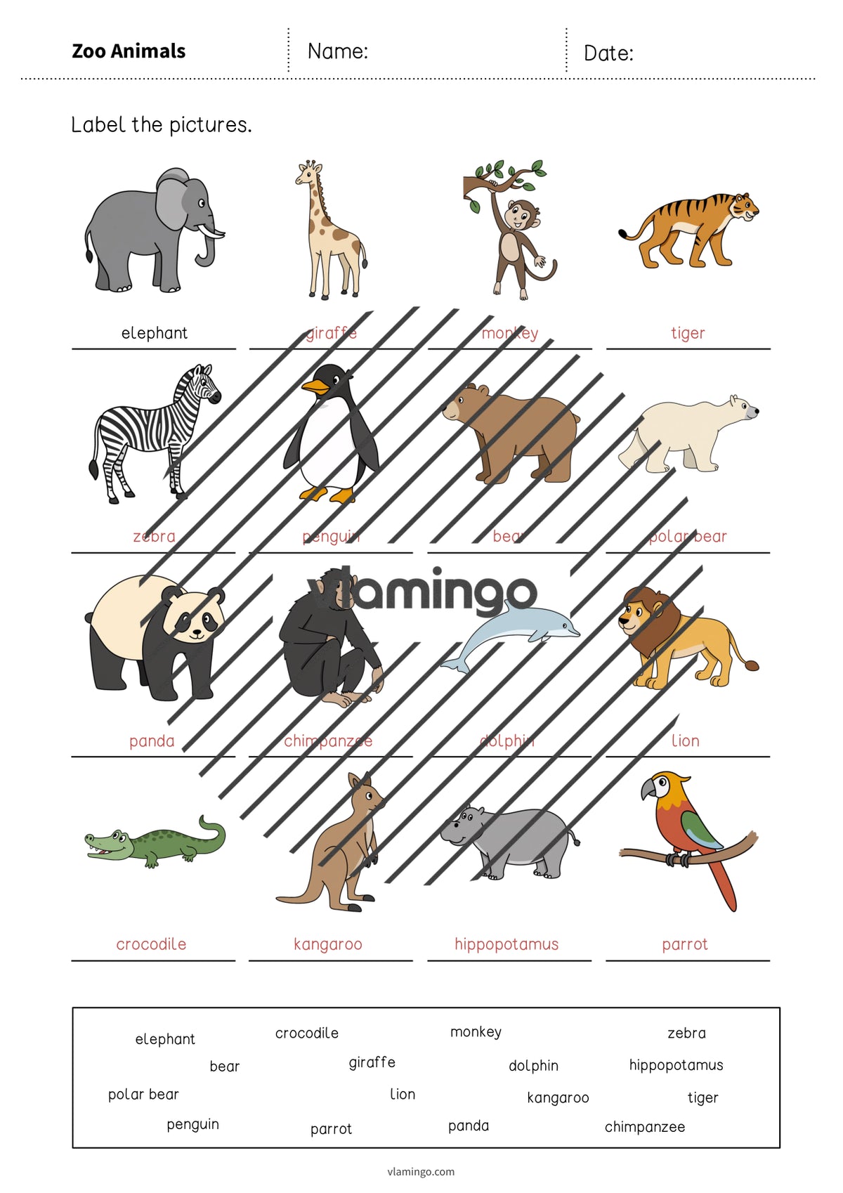 de englisch zoo animals vocabulary worksheet 1 010
