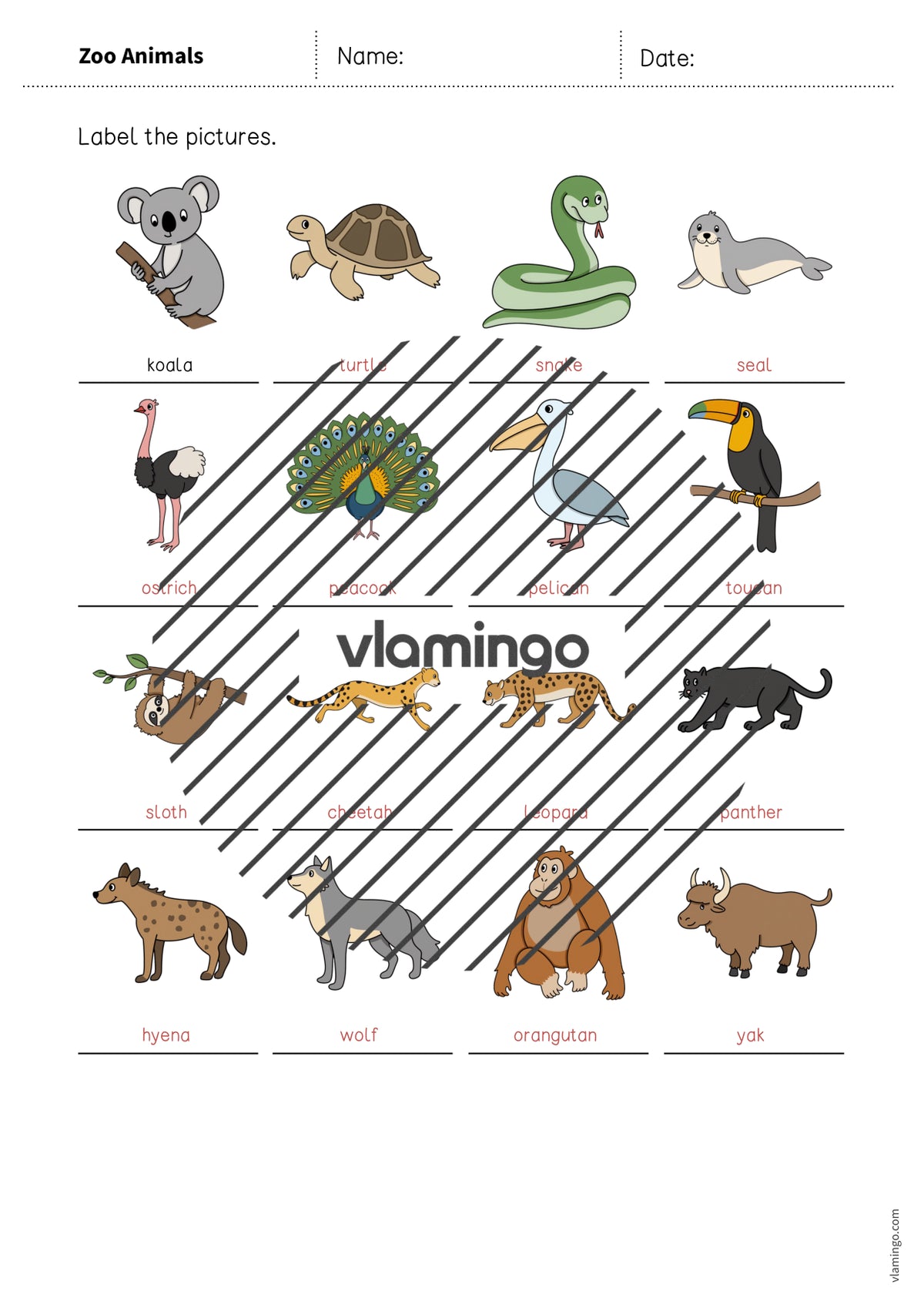 de englisch zoo animals vocabulary worksheet 1 013