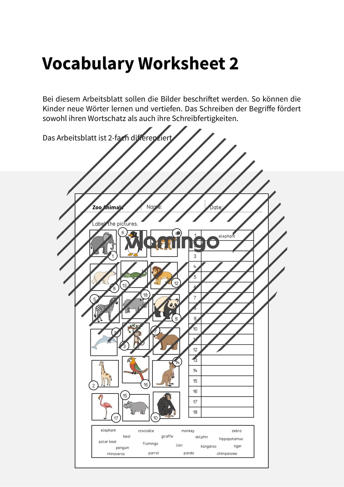 de englisch zoo animals vocabulary worksheet 2 002
