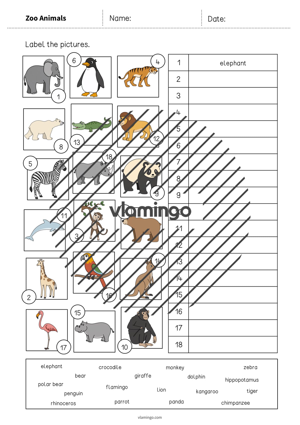 de englisch zoo animals vocabulary worksheet 2 004