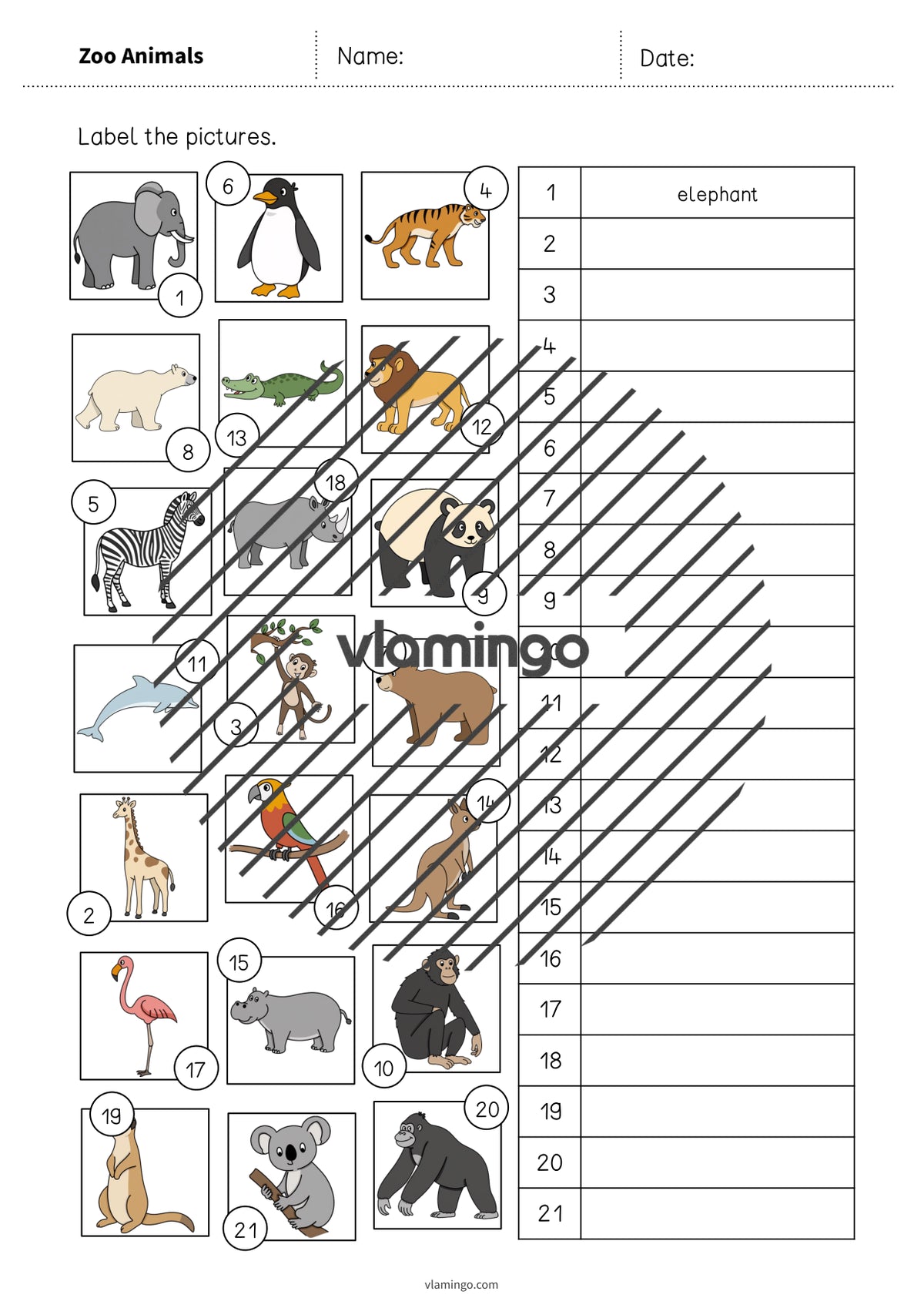 de englisch zoo animals vocabulary worksheet 2 006