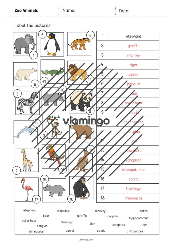 de englisch zoo animals vocabulary worksheet 2 008