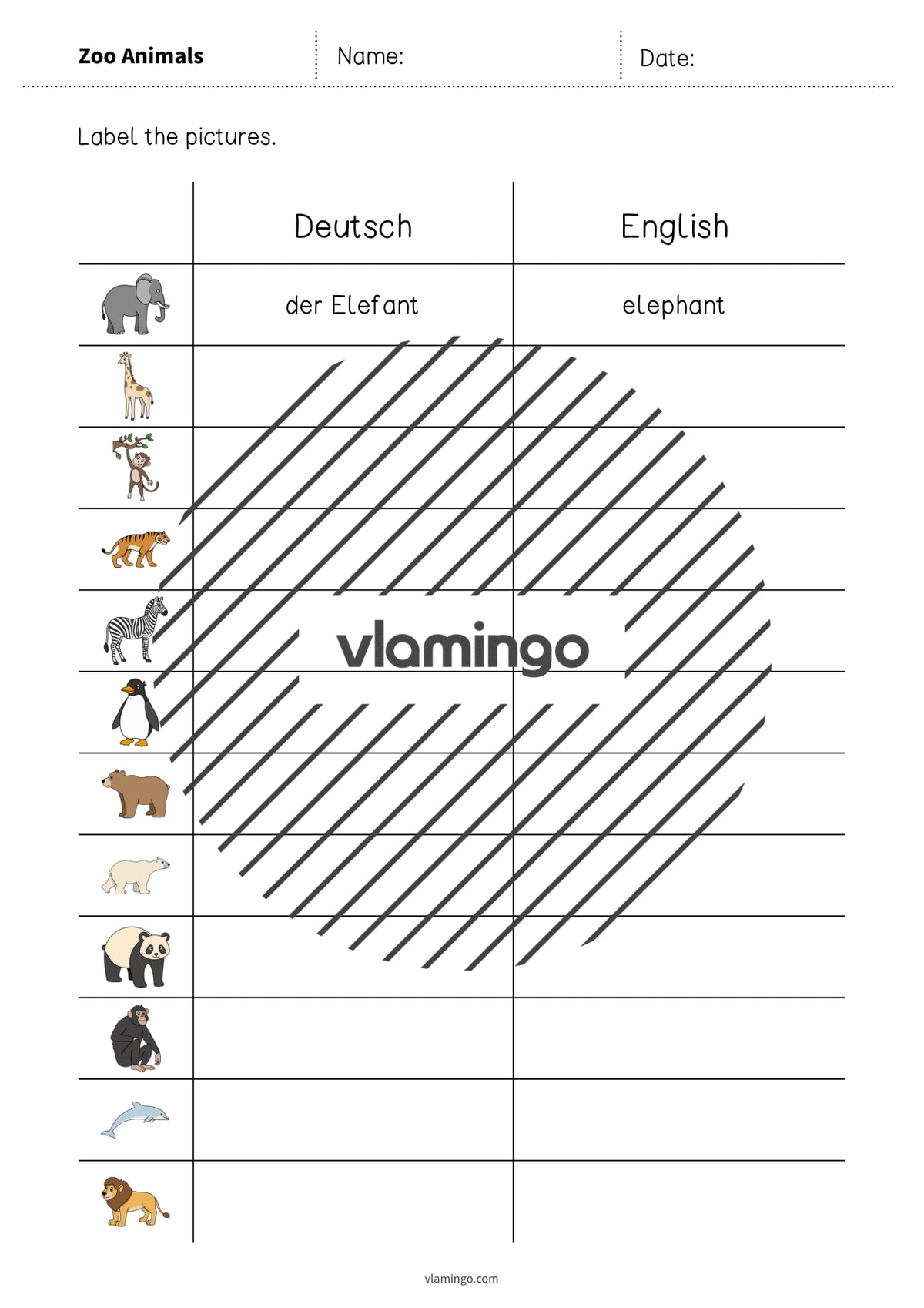 de englisch zoo animals vocabulary worksheet 3 003