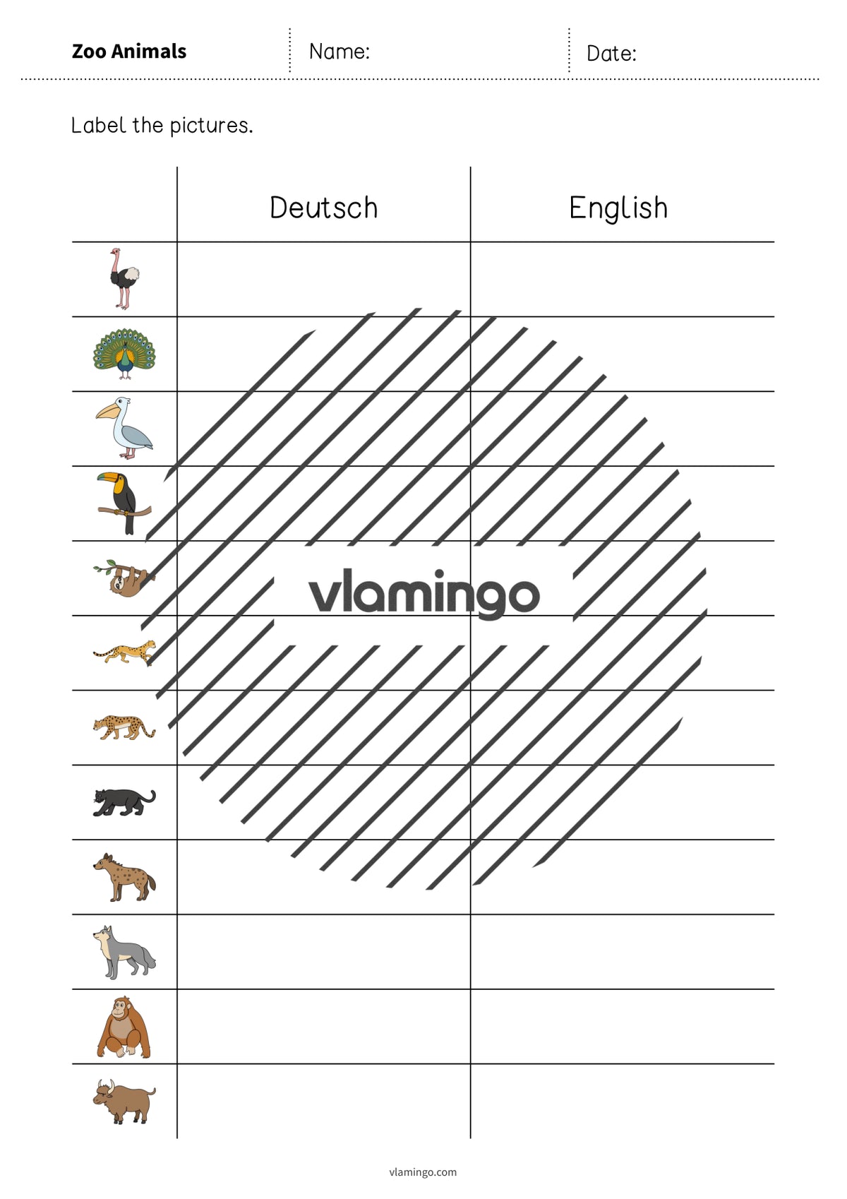 de englisch zoo animals vocabulary worksheet 3 005