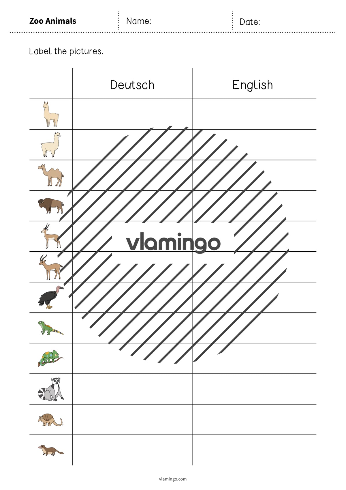 de englisch zoo animals vocabulary worksheet 3 006