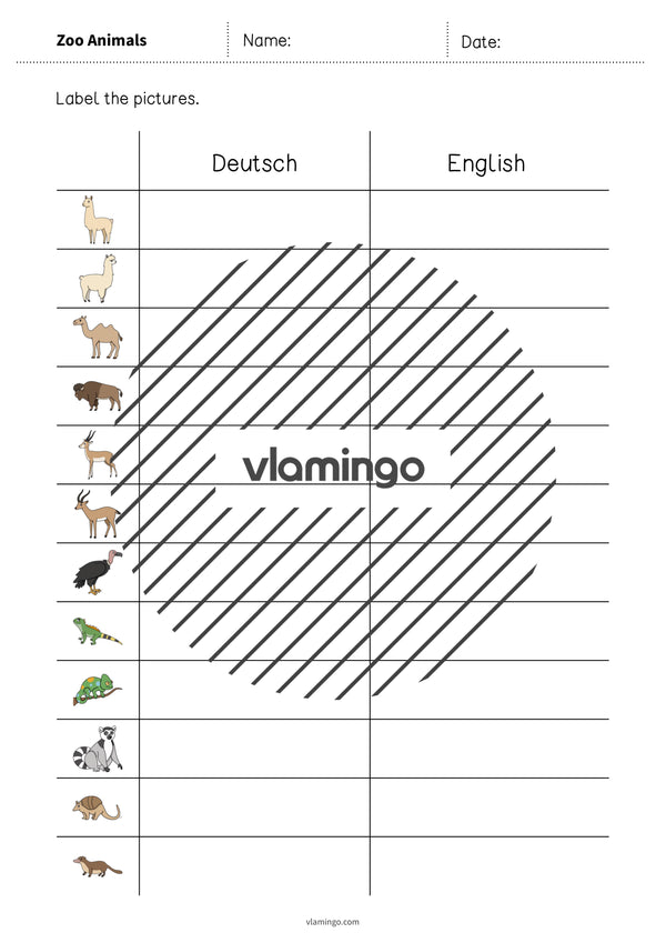 de englisch zoo animals vocabulary worksheet 3 006