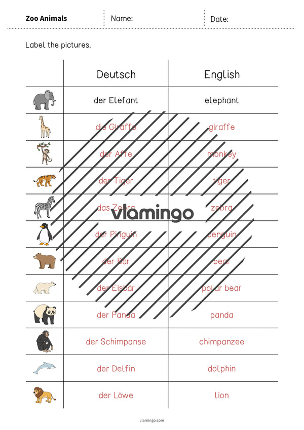 de englisch zoo animals vocabulary worksheet 3 008