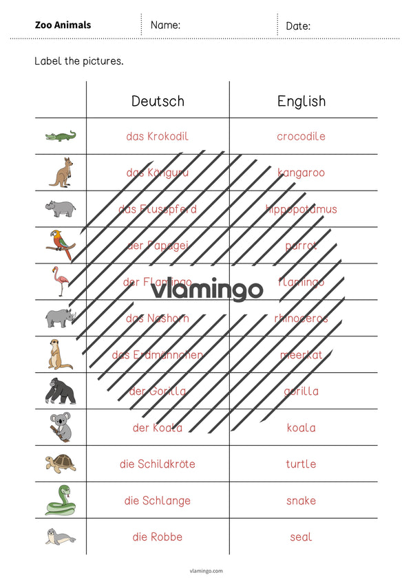 de englisch zoo animals vocabulary worksheet 3 009