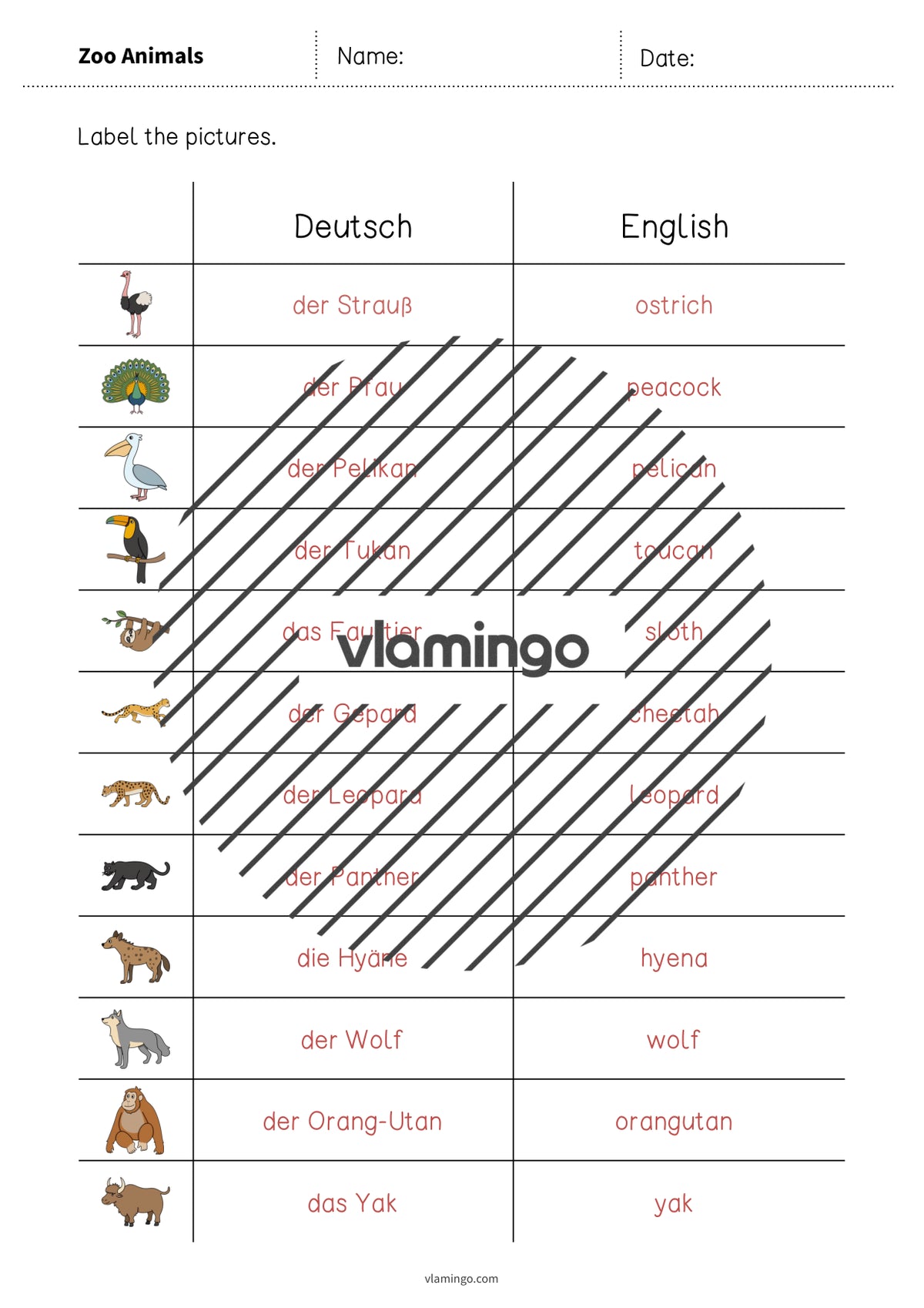 de englisch zoo animals vocabulary worksheet 3 010