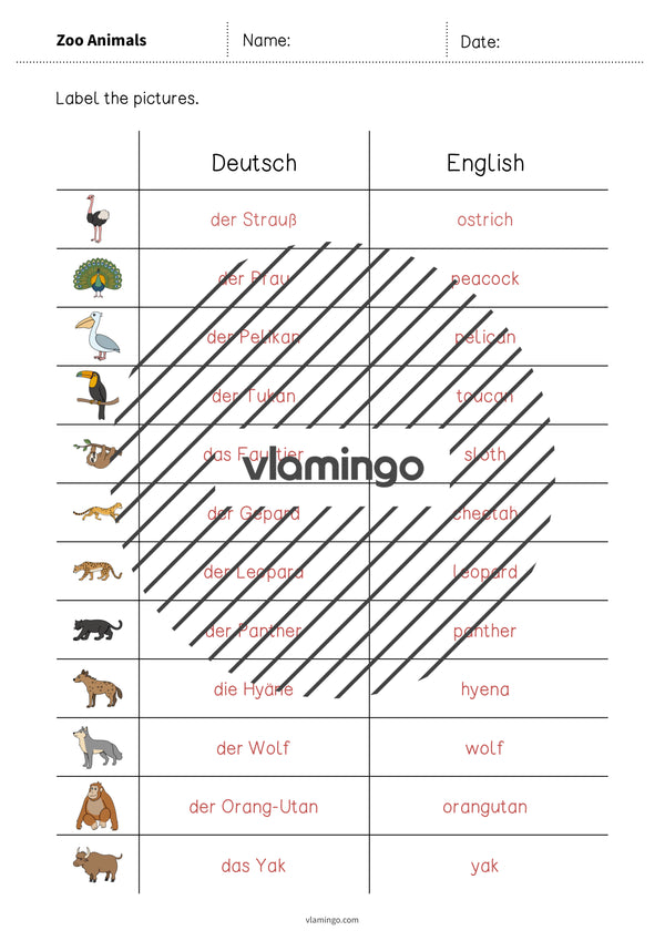 de englisch zoo animals vocabulary worksheet 3 010
