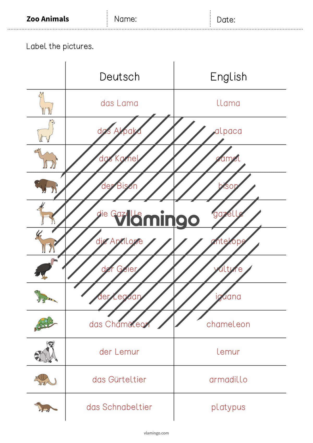 de englisch zoo animals vocabulary worksheet 3 011