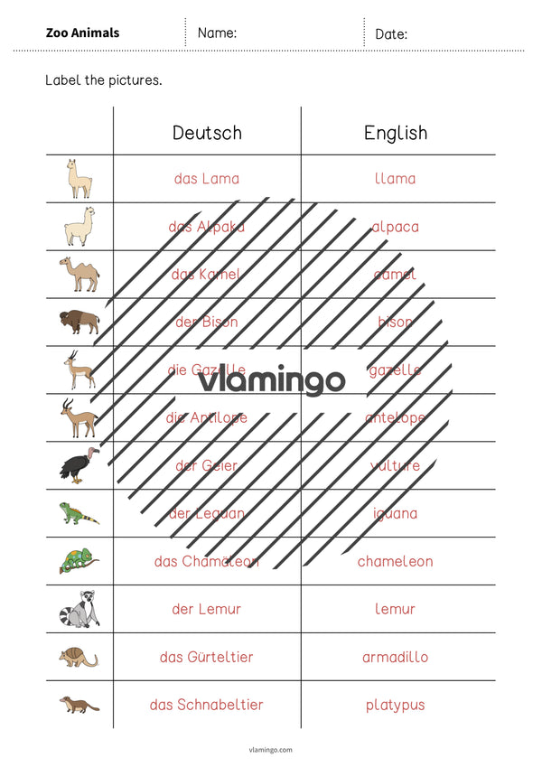 de englisch zoo animals vocabulary worksheet 3 011