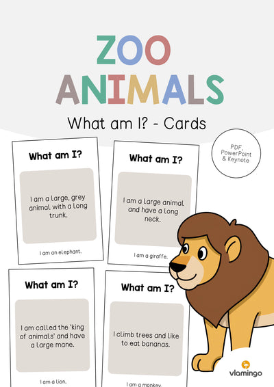 Zoo Animals / Zootiere: What am I? - Cards (Englisch)