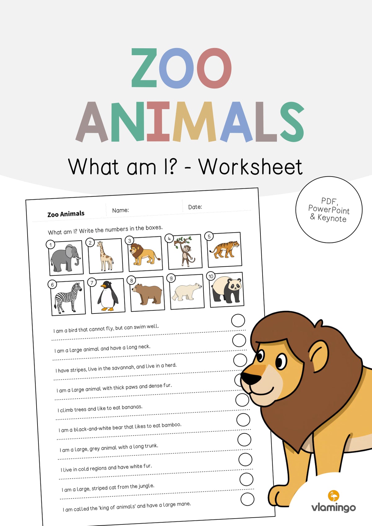 de englisch zoo animals what am i worksheet 001