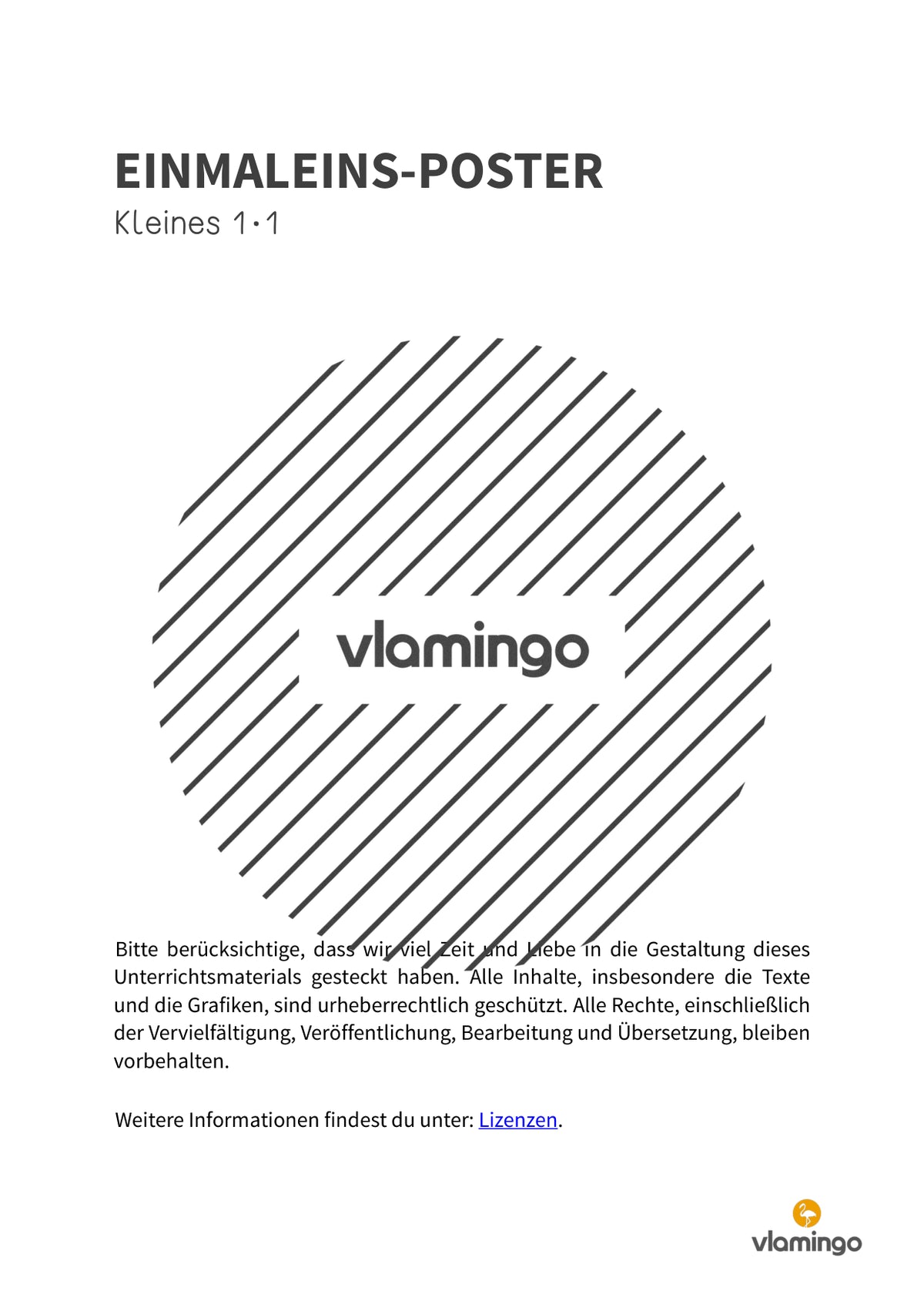 Einmaleins-Poster: Einmaleins-Reihen von 1 bis 10
