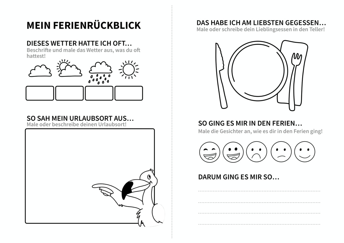 Ferienrückblick - Vorlage zum Ausfüllen und Plaudern