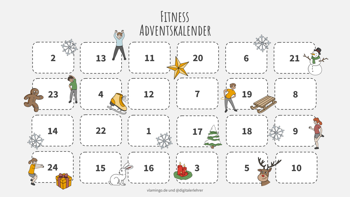 Fitness-Adventskalender für den Unterricht (Bewegungspausen)