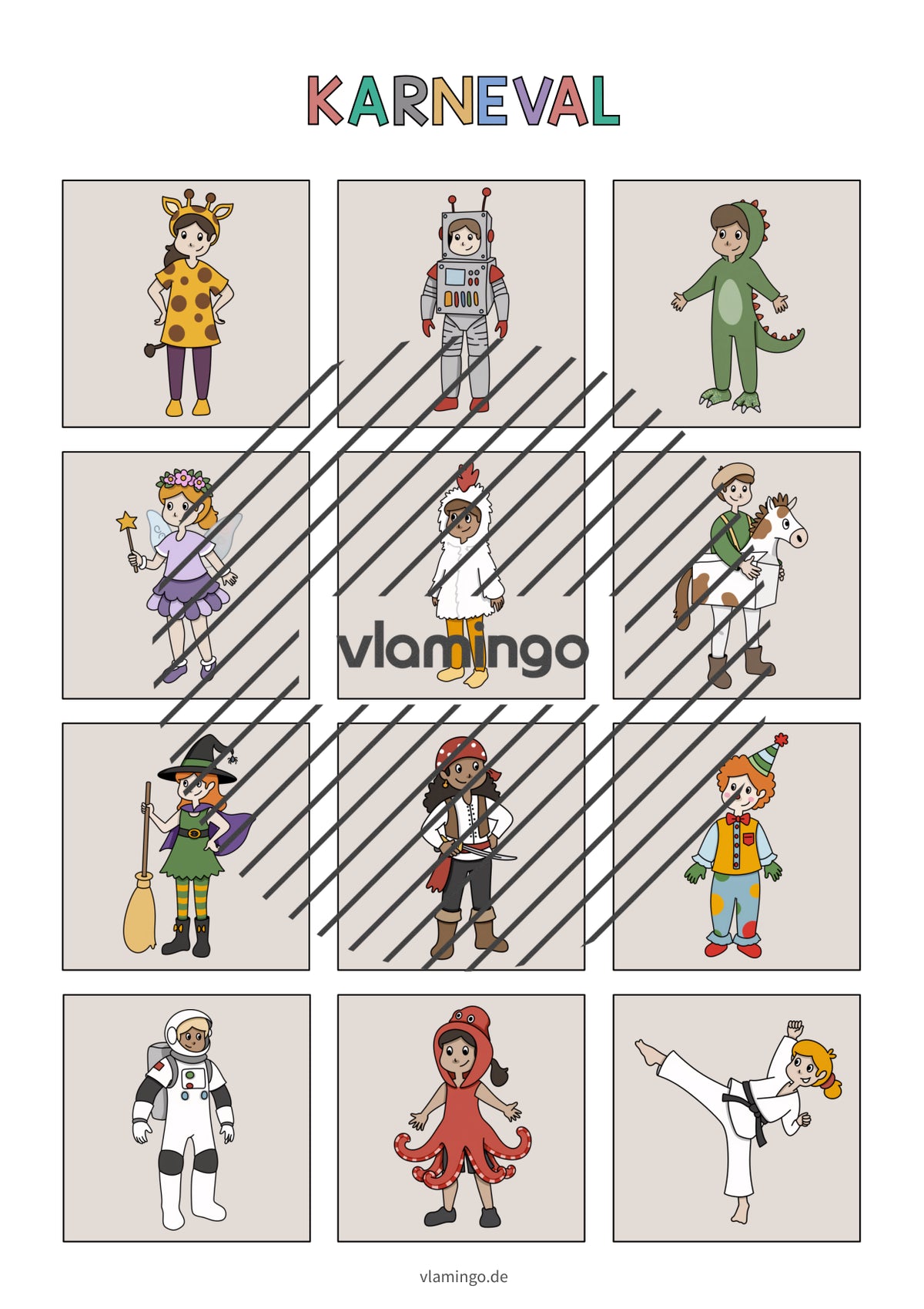 Gedächtnislauf für Kids: Karneval & Fasching (Sportunterricht)