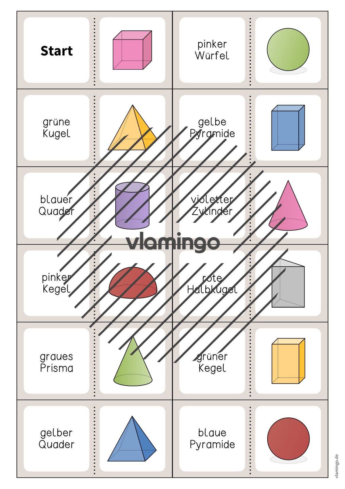 Geometrische Körper: Domino-Spiel (3. - 4. Klasse)