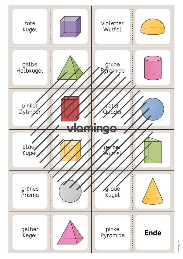 Geometrische Körper: Domino-Spiel (3. - 4. Klasse)