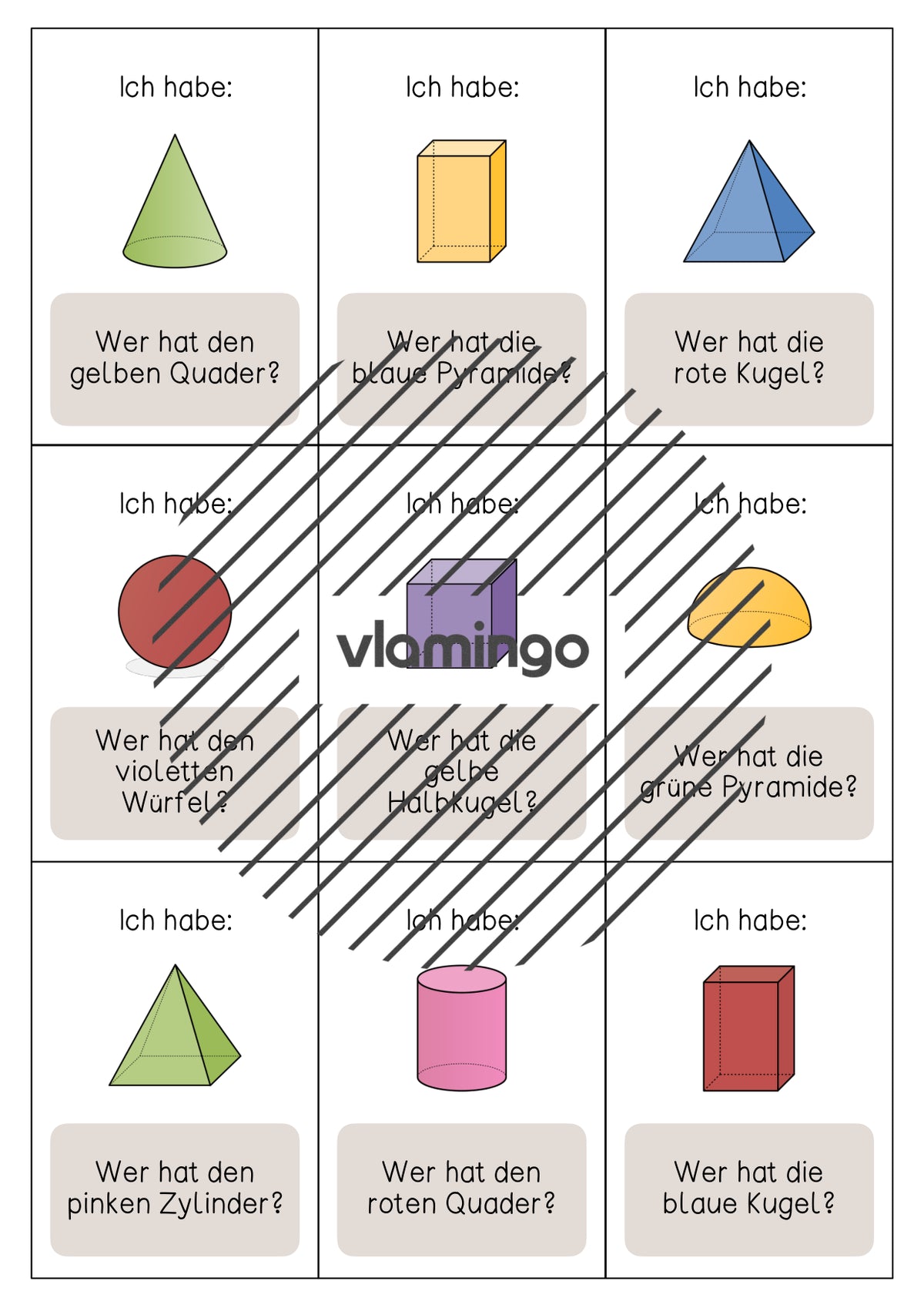 Geometrische Körper: Wer hat...?-Spiel (3. - 4. Klasse)